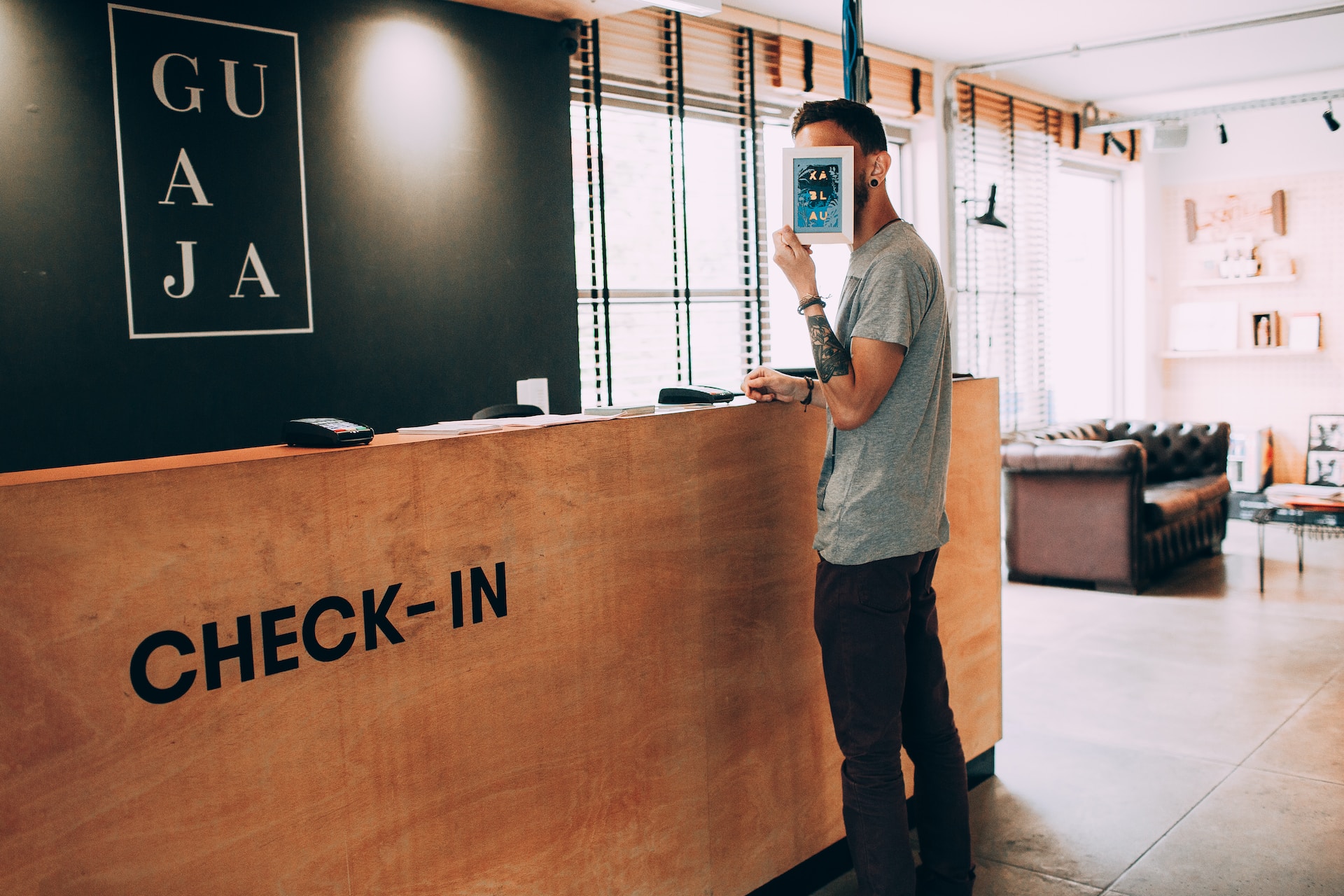 hotel guests checking in