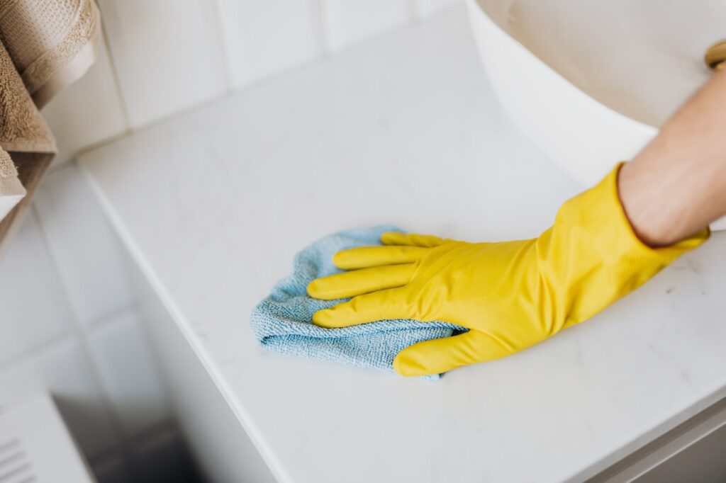 Cleaning and sanitizing an office area