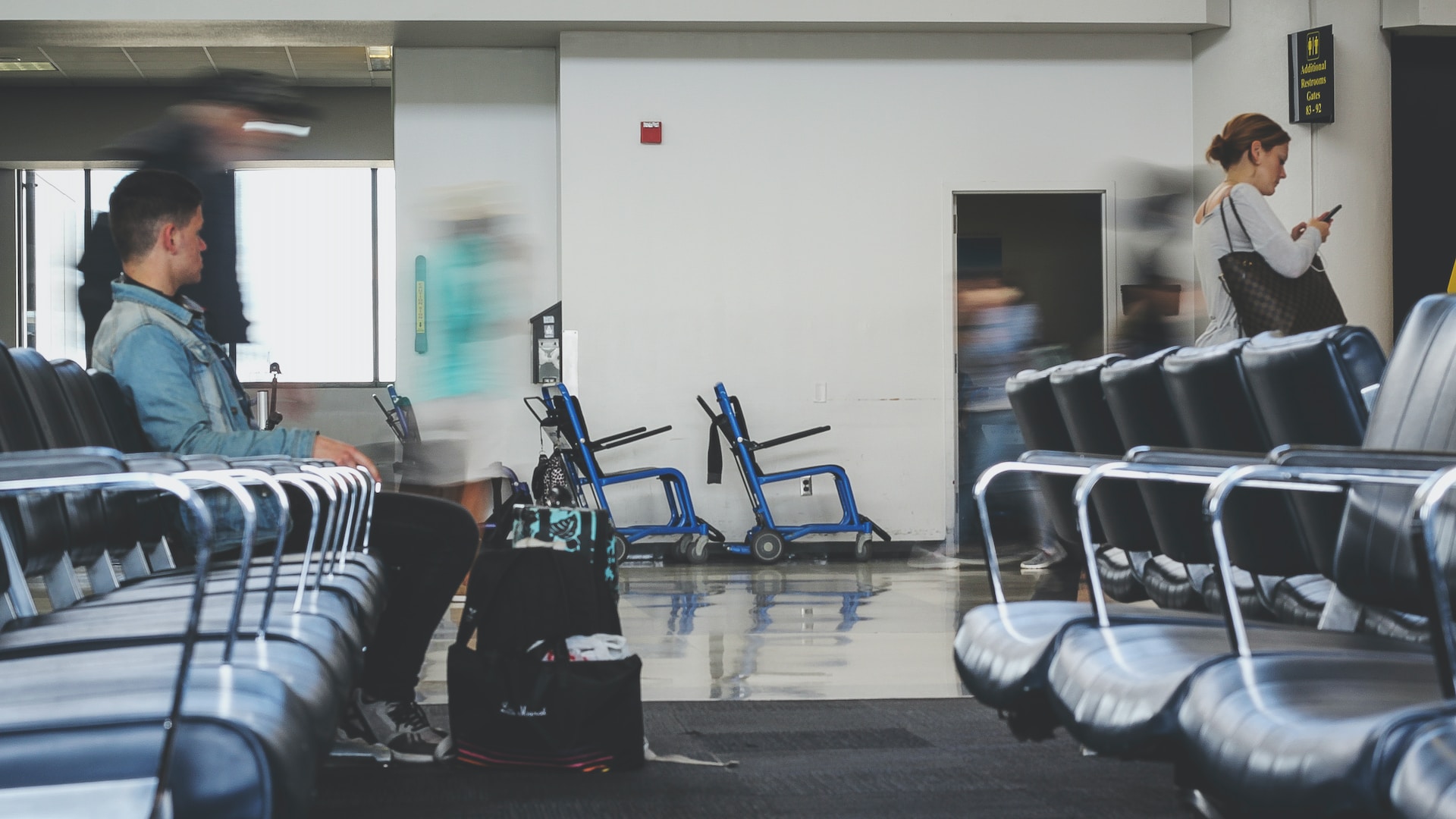 People waiting at an airport