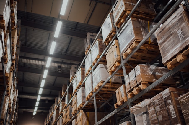 wooden crates in a warehouse