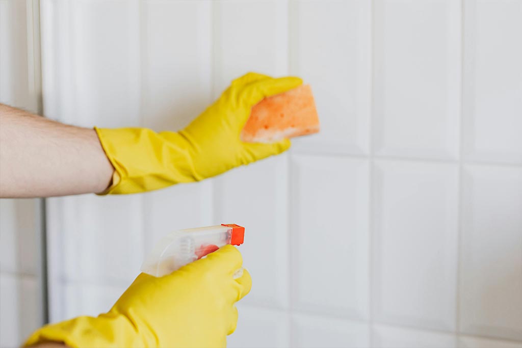 Professional scrubbing commercial tile and grout lines in Seattle