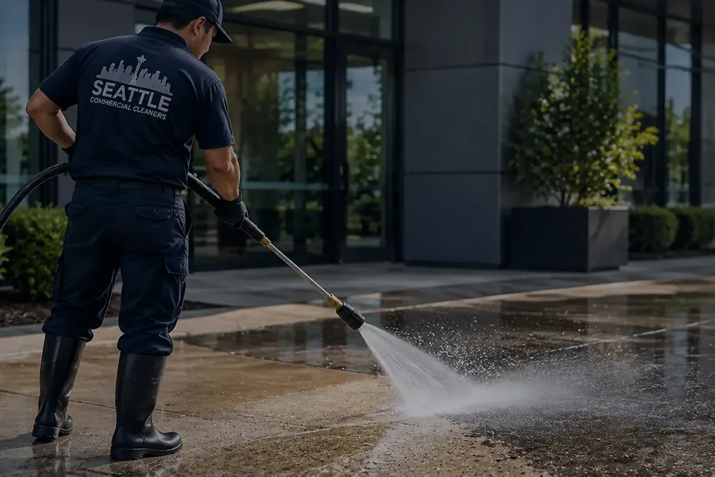 Concrete pressure washing in Seattle