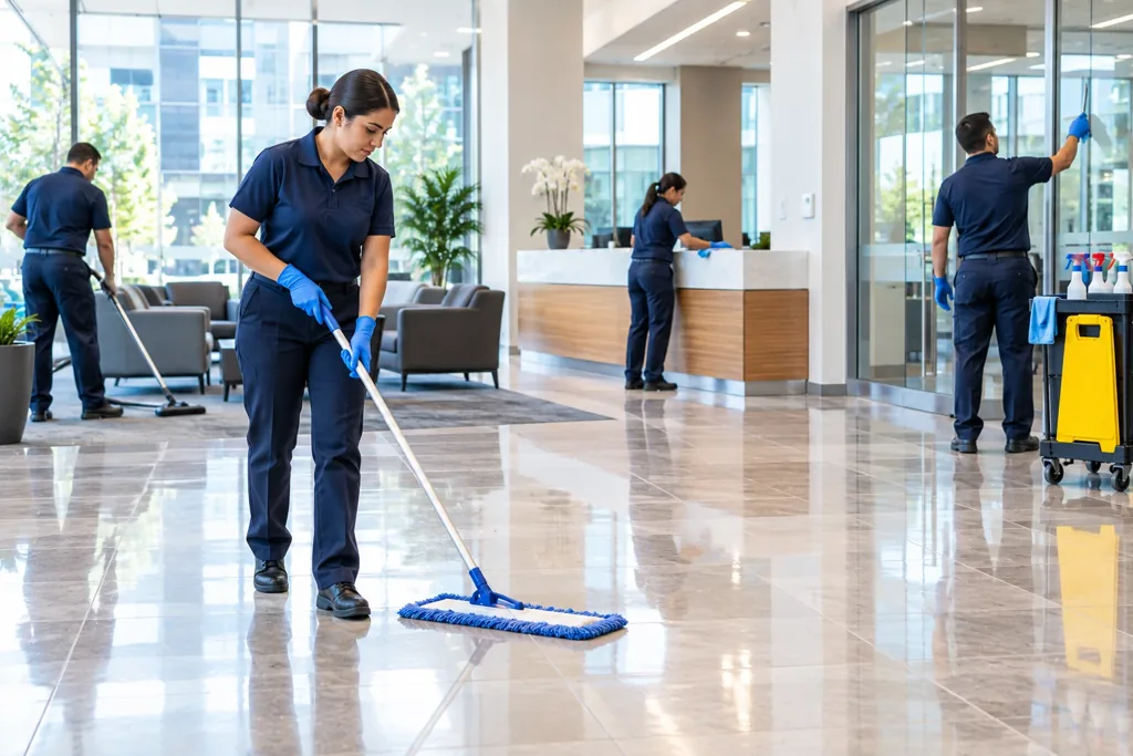 Commercial cleaning crew working in Puyallup, WA